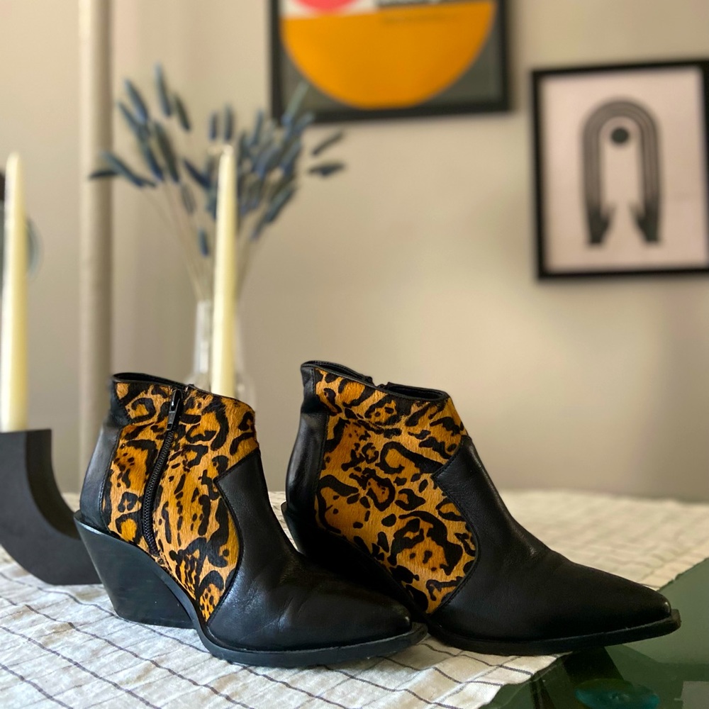 Free People Pointed Toe Boot with Leopard Detail